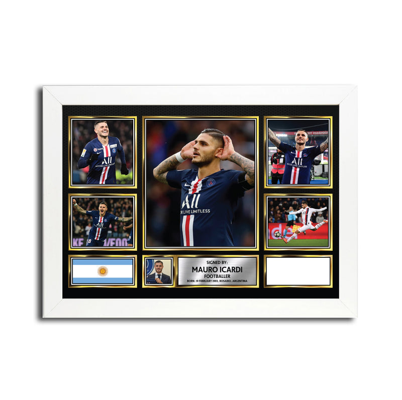 Mauro Icardi MC1644 - Black Frame Autographed Football Poster