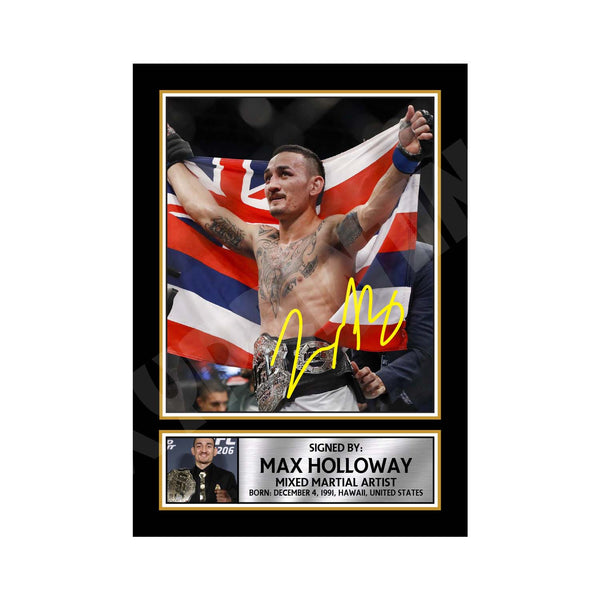 Max Holloway MMA Wrestler Printed Signature Print – MMA Wrestling