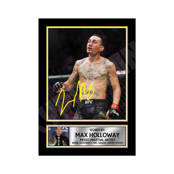 Max Holloway 2 MMA Wrestler Printed Signature Print – MMA Wrestling