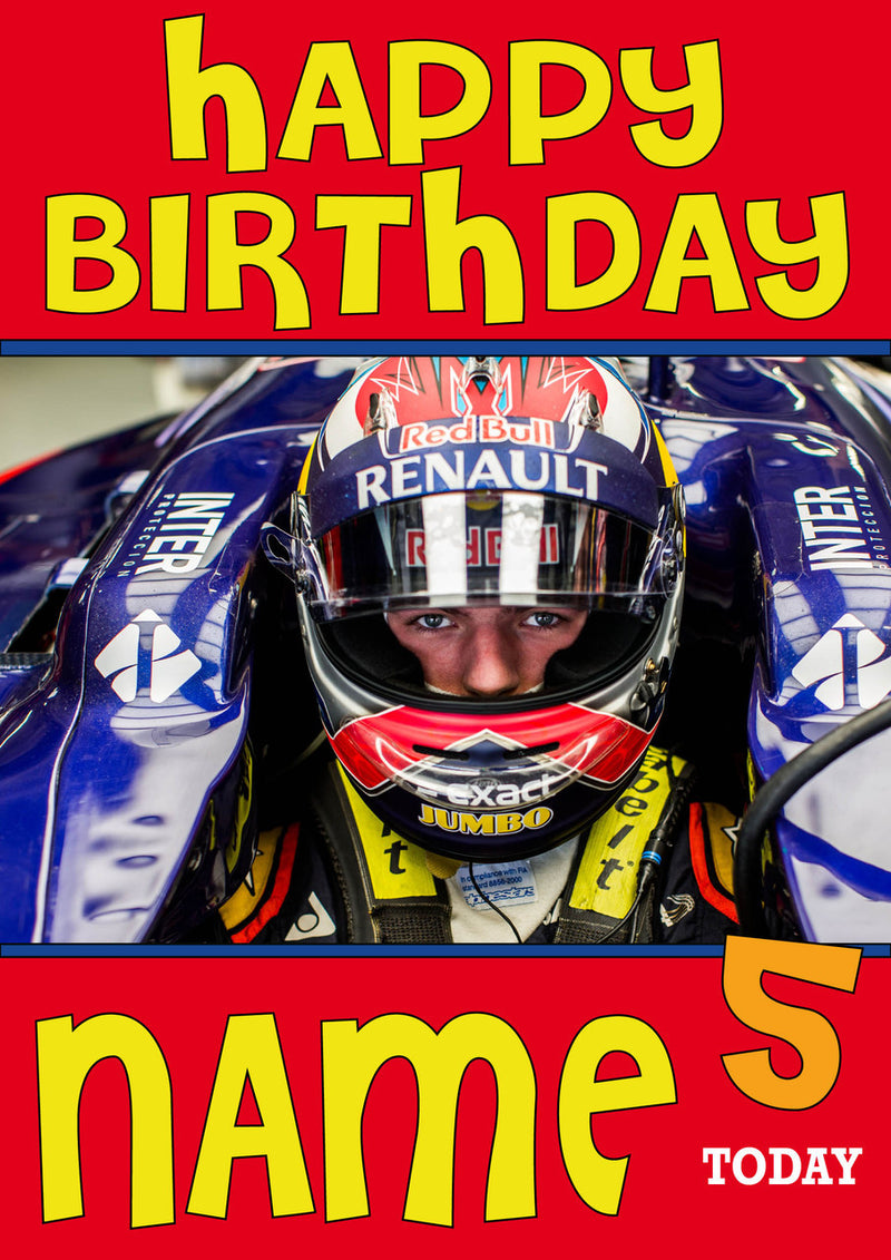 Personalised Max Verstappen F1 THEME INSPIRED PERSONALISED Kids Adult Birthday Card 3