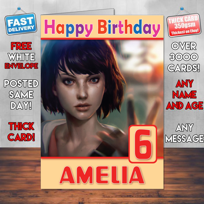 Personalised Maxine Caulfield Life Is Strange Inspired Style Game Kids Inspired Birthday Card (SA)