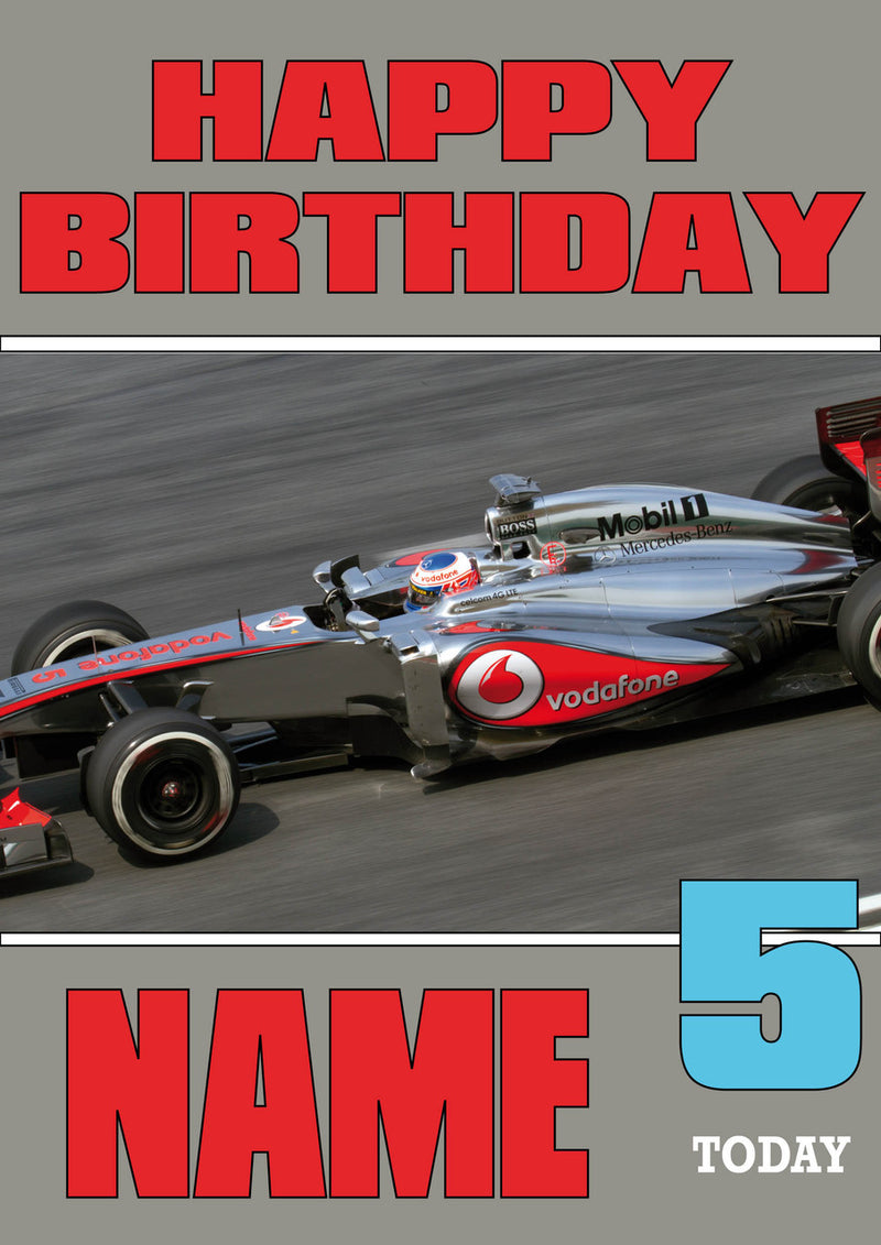 Personalised Mclaren F1 THEME INSPIRED PERSONALISED Kids Adult Birthday Card 2