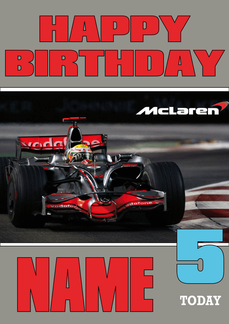 Personalised Mclaren F1 THEME INSPIRED PERSONALISED Kids Adult Birthday Card 3