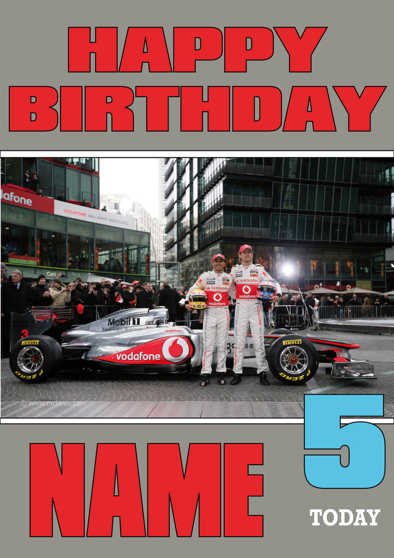 Personalised Mclaren F1 THEME INSPIRED PERSONALISED Kids Adult Birthday Card 4