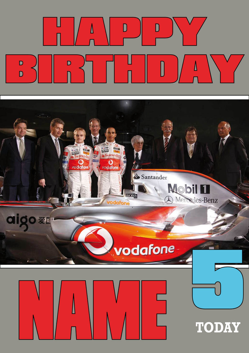 Personalised Mclaren F1 THEME INSPIRED PERSONALISED Kids Adult Birthday Card 5