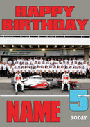 Personalised Mclaren F1 THEME INSPIRED PERSONALISED Kids Adult Birthday Card
