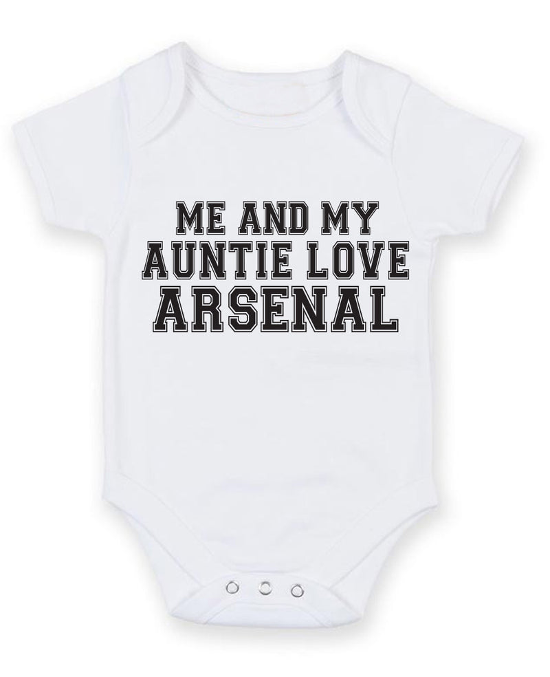 Me And My Auntie Love Arsenal TEXT STYLE Baby Grow Bodysuit