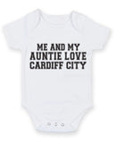 Me And My Auntie Love Cardiff City TEXT STYLE Baby Grow Bodysuit