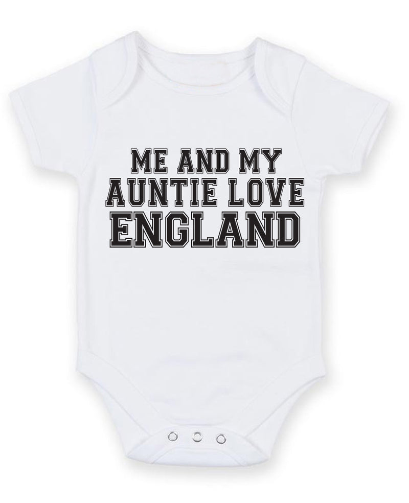 Me And My Auntie Love England TEXT STYLE Baby Grow Bodysuit