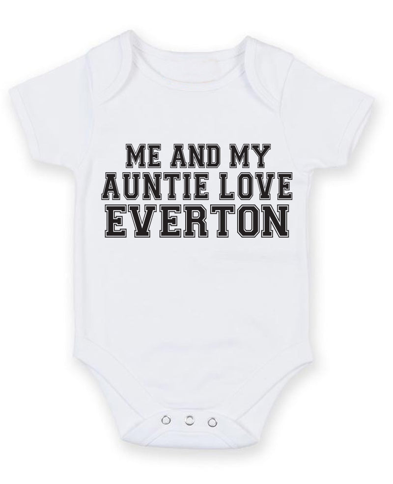 Me And My Auntie Love Everton TEXT STYLE Baby Grow Bodysuit