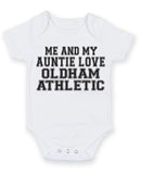 Me And My Auntie Love Oldham Athletic TEXT STYLE Baby Grow Bodysuit