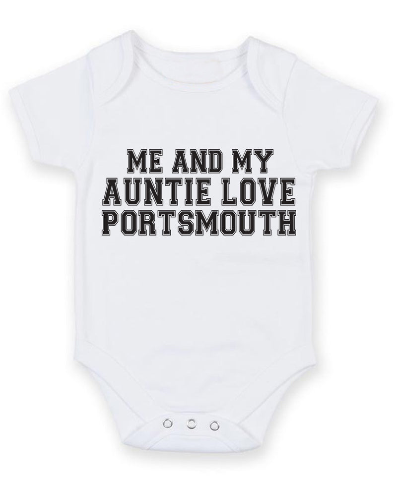 Me And My Auntie Love Portsmouth TEXT STYLE Baby Grow Bodysuit