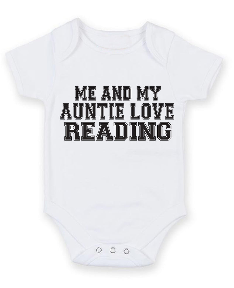 Me And My Auntie Love Reading TEXT STYLE Baby Grow Bodysuit