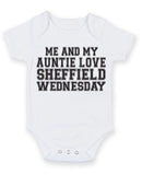 Me And My Auntie Love Sheffield Wednesday TEXT STYLE Baby Grow Bodysuit