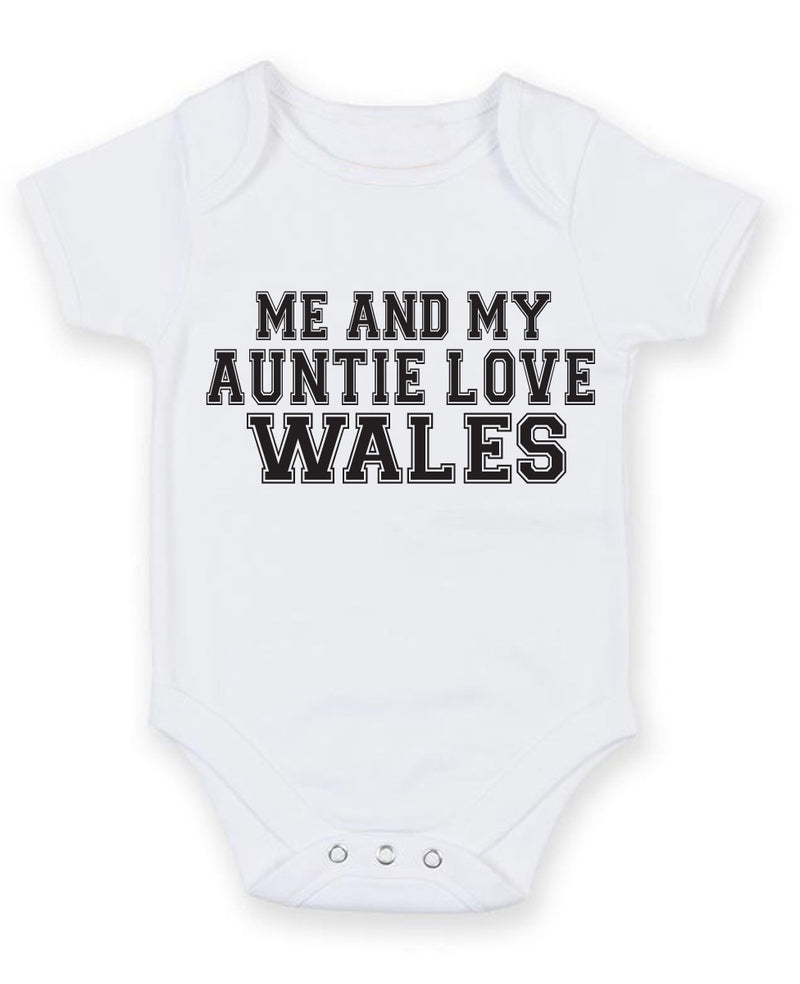 Me And My Auntie Love Wales TEXT STYLE Baby Grow Bodysuit