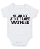 Me And My Auntie Love Watford TEXT STYLE Baby Grow Bodysuit