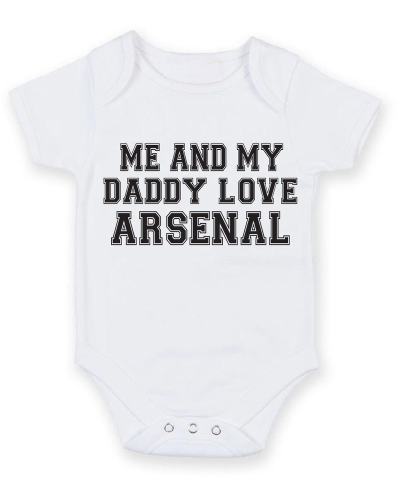 Me And My Dad Love Arsenal TEXT STYLE Baby Grow Bodysuit
