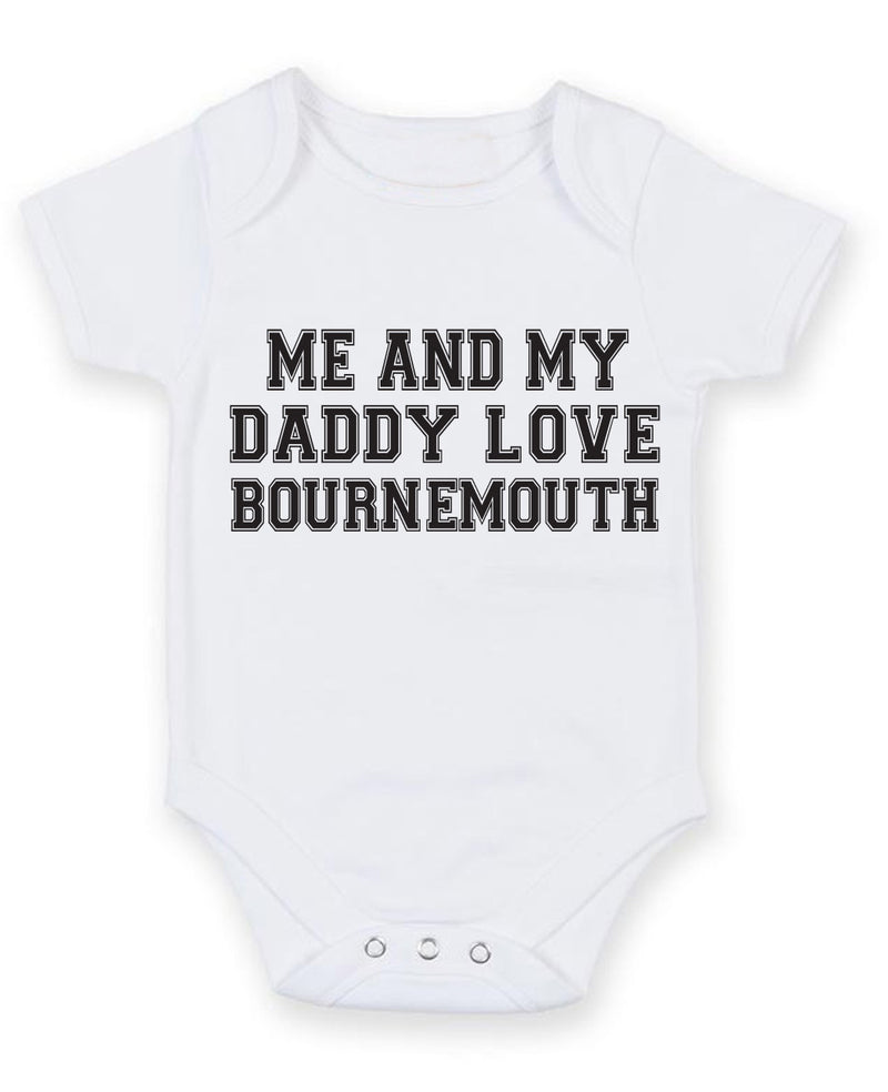 Me And My Dad Love Bournemouth TEXT STYLE Baby Grow Bodysuit