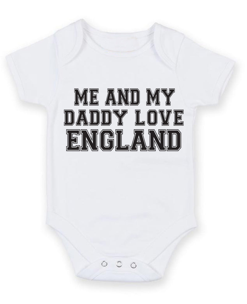 Me And My Dad Love England TEXT STYLE Baby Grow Bodysuit