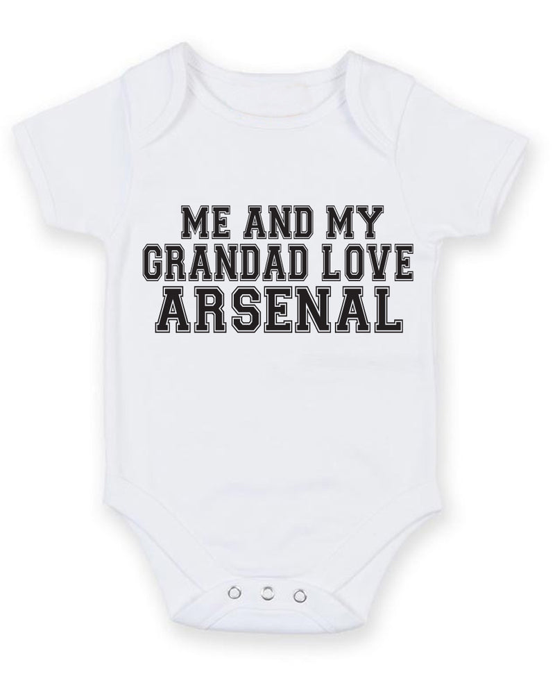 Me And My Grandad Love Arsenal TEXT STYLE Baby Grow Bodysuit