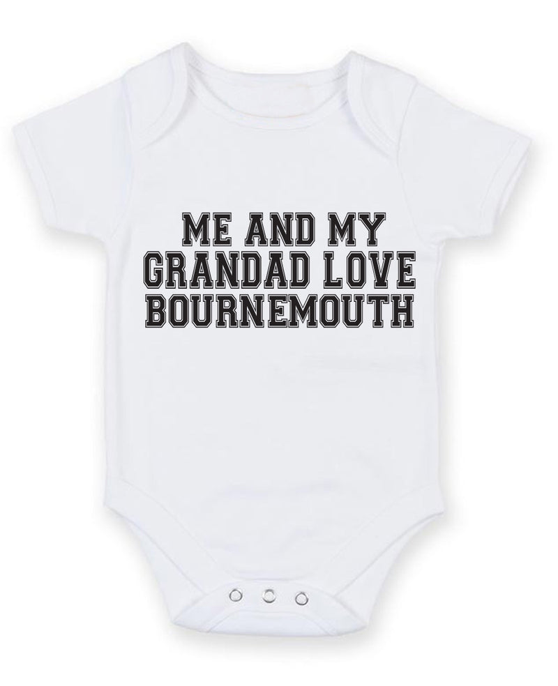 Me And My Grandad Love Bournemouth TEXT STYLE Baby Grow Bodysuit