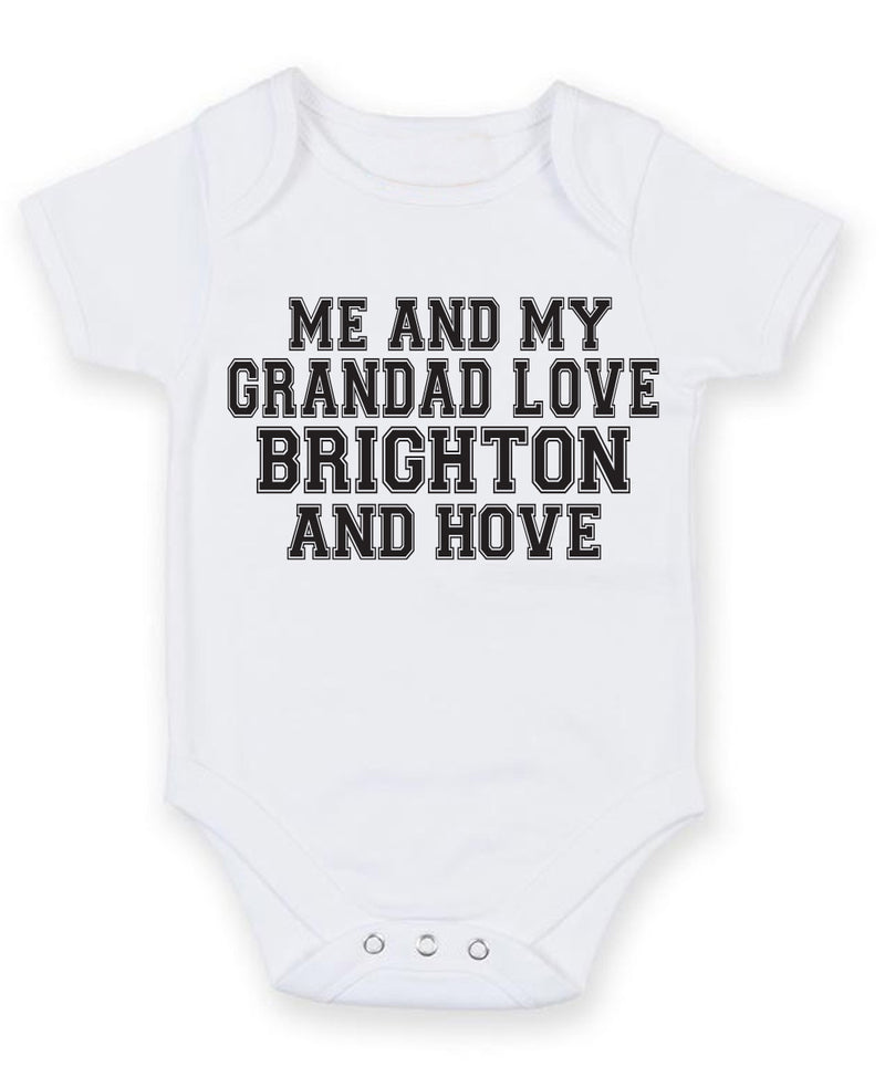 Me And My Grandad Love Brighton and hove TEXT STYLE Baby Grow Bodysuit