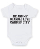 Me And My Grandad Love Cardiff City TEXT STYLE Baby Grow Bodysuit