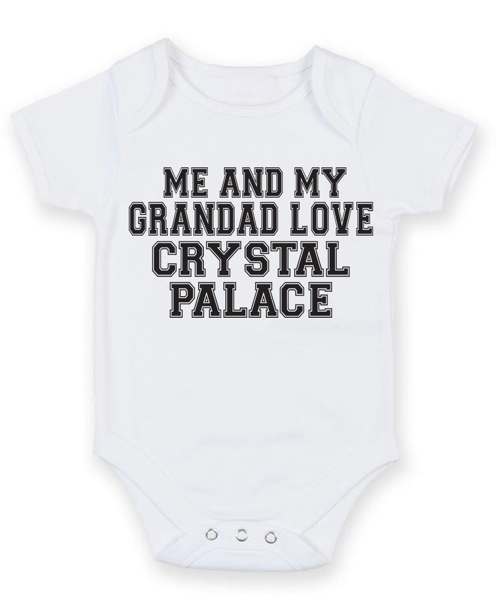 Me And My Grandad Love Crystal Palace TEXT STYLE Baby Grow Bodysuit