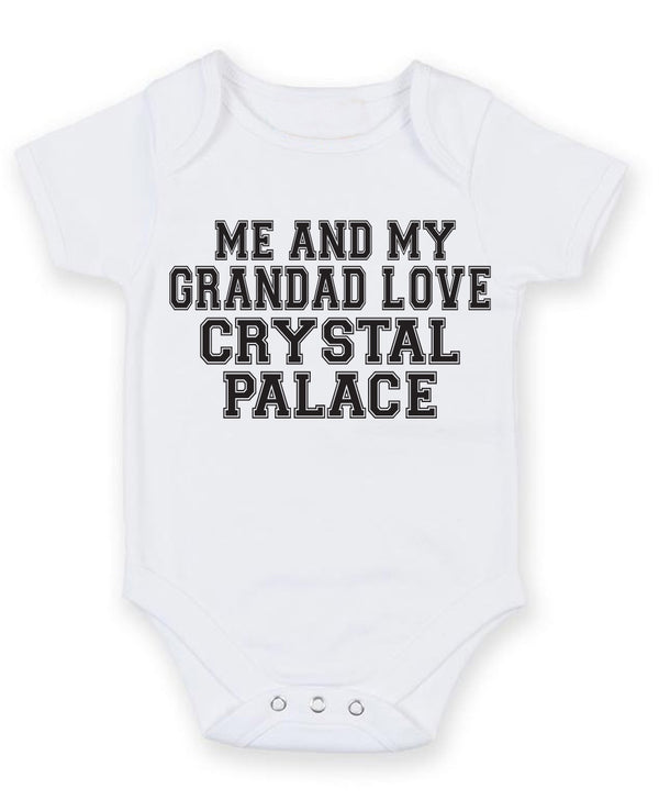Me And My Grandad Love Crystal Palace TEXT STYLE Baby Grow Bodysuit