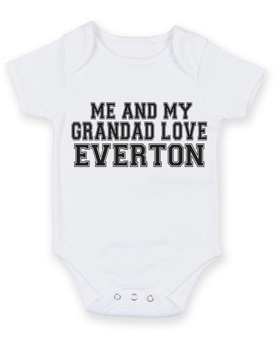 Me And My Grandad Love Everton TEXT STYLE Baby Grow Bodysuit – Me and My Grandad Love Everton Text Style Baby Grow Bodysuit