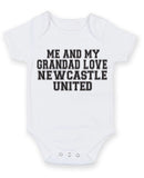 Me And My Grandad Love Newcastle United TEXT STYLE Baby Grow Bodysuit
