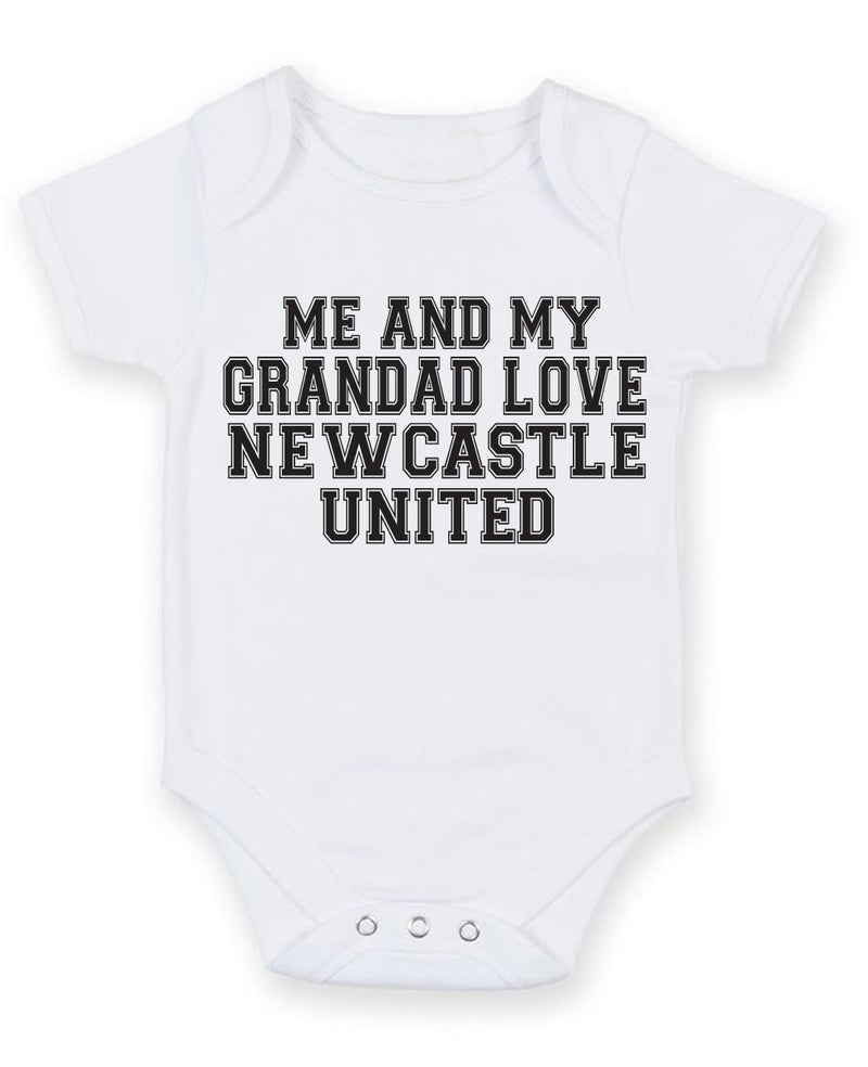 Me And My Grandad Love Newcastle United TEXT STYLE Baby Grow Bodysuit