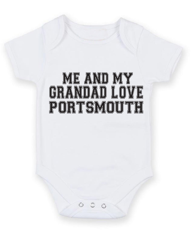 Me And My Grandad Love Portsmouth TEXT STYLE Baby Grow Bodysuit
