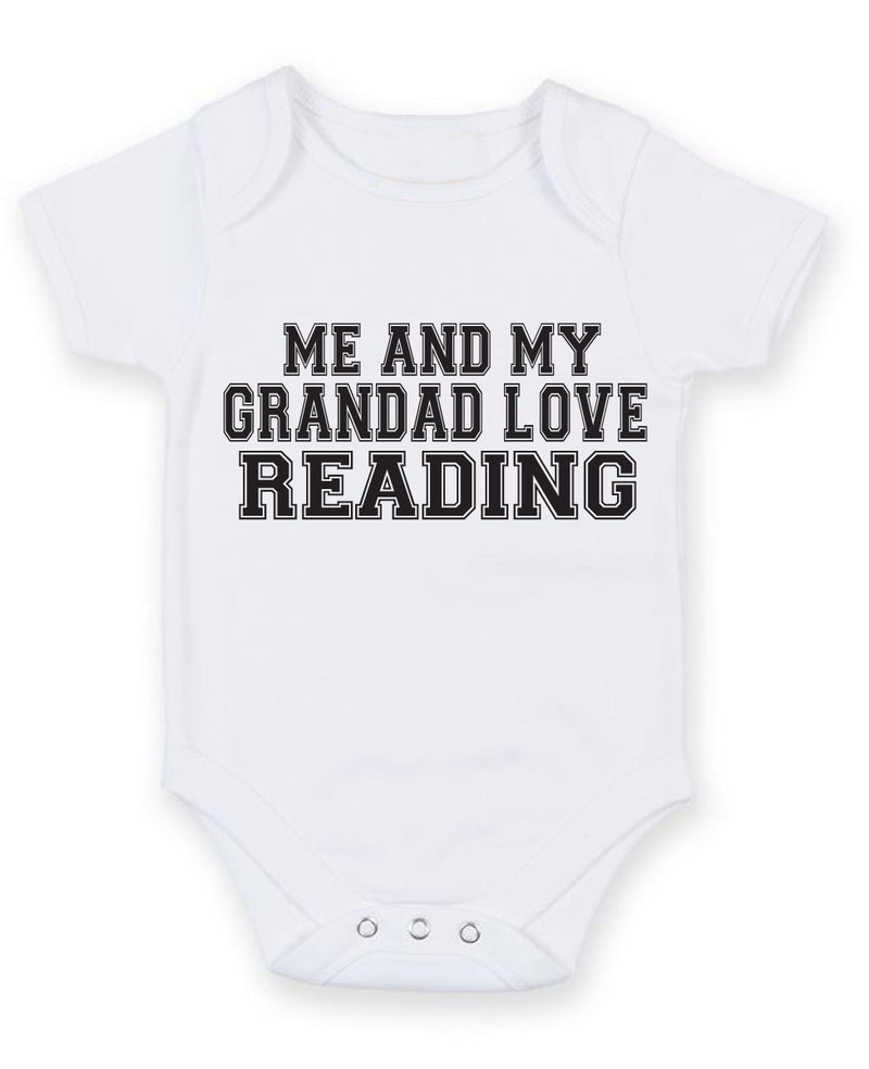 Me And My Grandad Love Reading TEXT STYLE Baby Grow Bodysuit