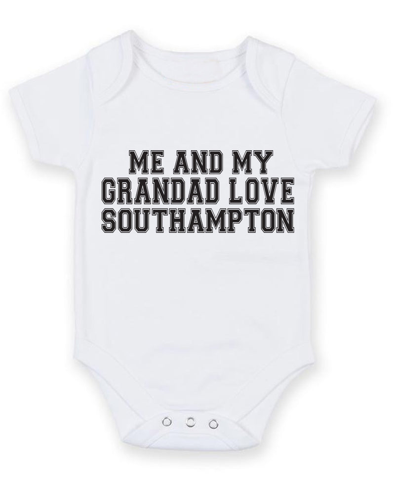 Me And My Grandad Love Southampton TEXT STYLE Baby Grow Bodysuit