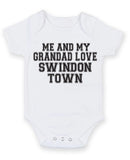 Me And My Grandad Love Swindon Town TEXT STYLE Baby Grow Bodysuit