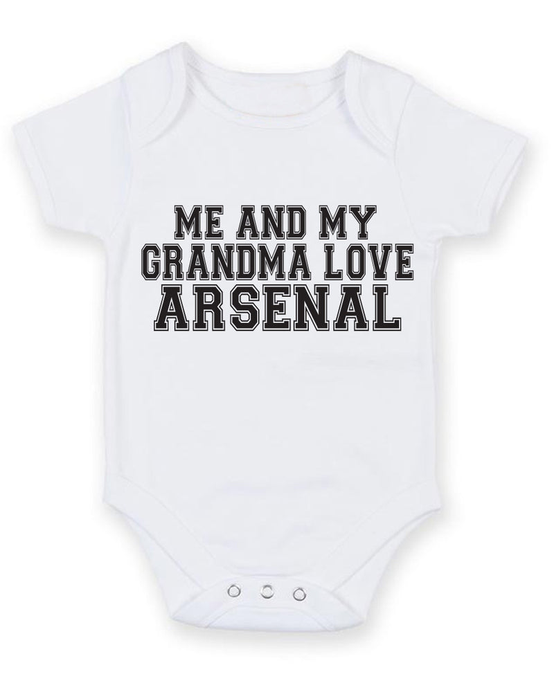Me And My Grandma Love Arsenal TEXT STYLE Baby Grow Bodysuit