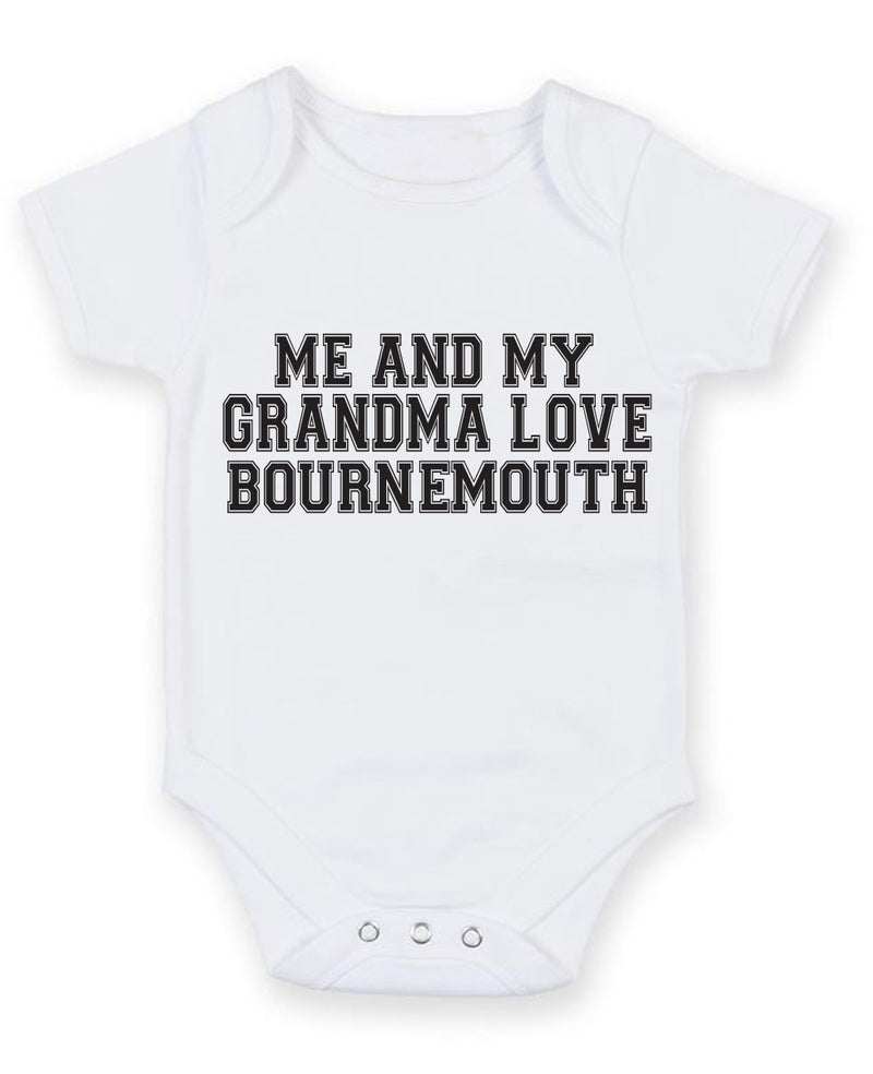 Me And My Grandma Love Bournemouth TEXT STYLE Baby Grow Bodysuit