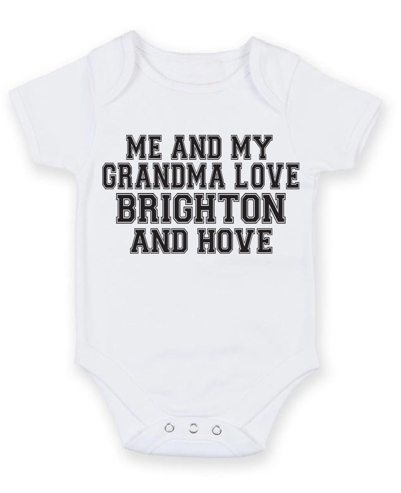 Me And My Grandma Love Brighton and hove TEXT STYLE Baby Grow Bodysuit