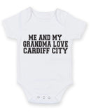 Me And My Grandma Love Cardiff City TEXT STYLE Baby Grow Bodysuit