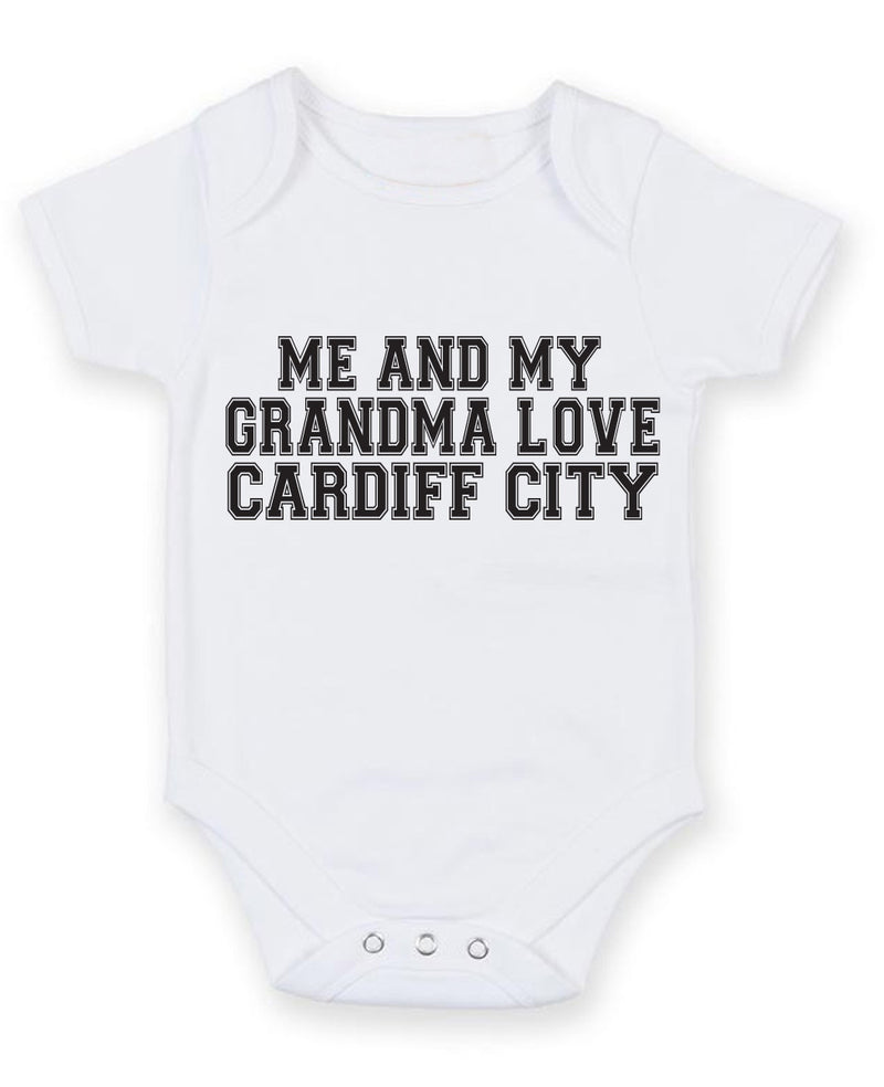 Me And My Grandma Love Cardiff City TEXT STYLE Baby Grow Bodysuit