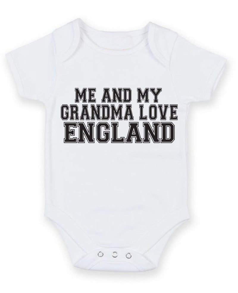 Me And My Grandma Love England TEXT STYLE Baby Grow Bodysuit