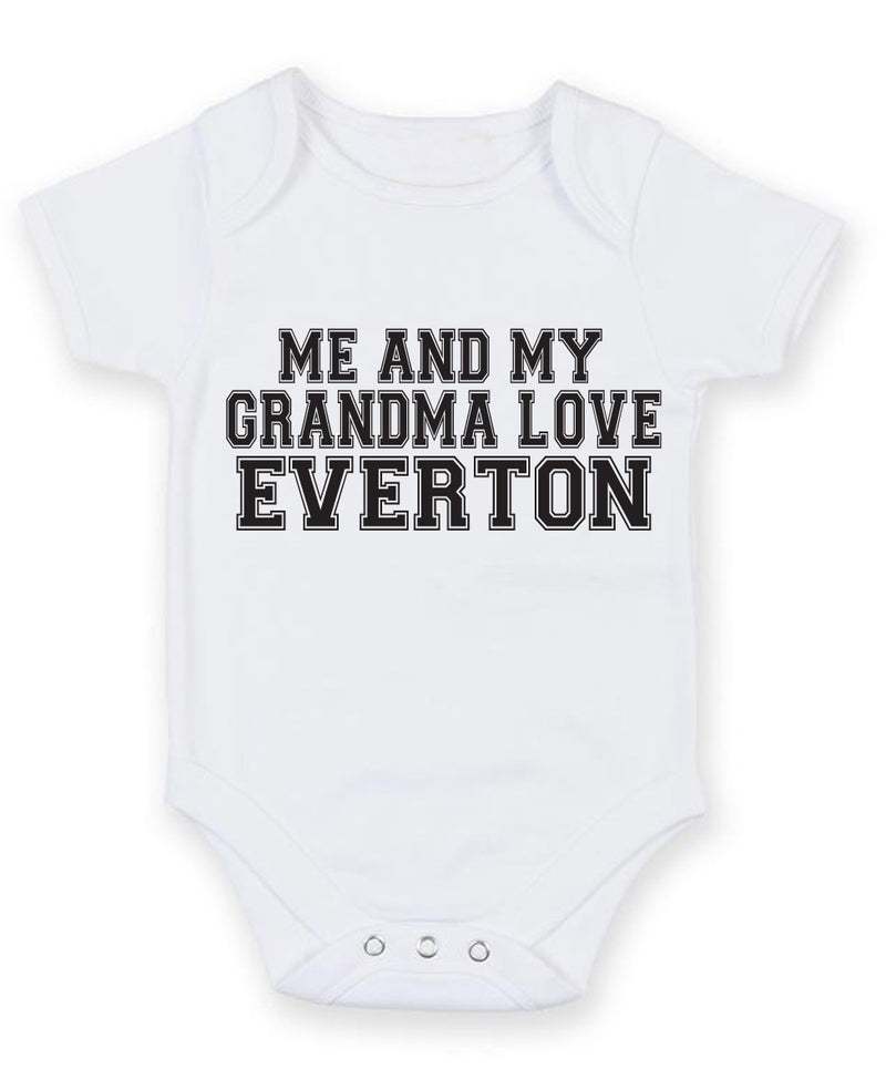 Me And My Grandma Love Everton TEXT STYLE Baby Grow Bodysuit