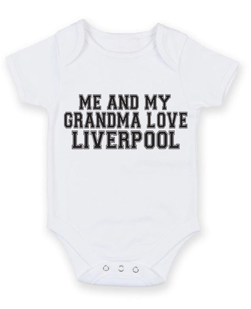Me And My Grandma Love Liverpool TEXT STYLE Baby Grow Bodysuit
