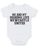 Me And My Grandma Love Newcastle United TEXT STYLE Baby Grow Bodysuit