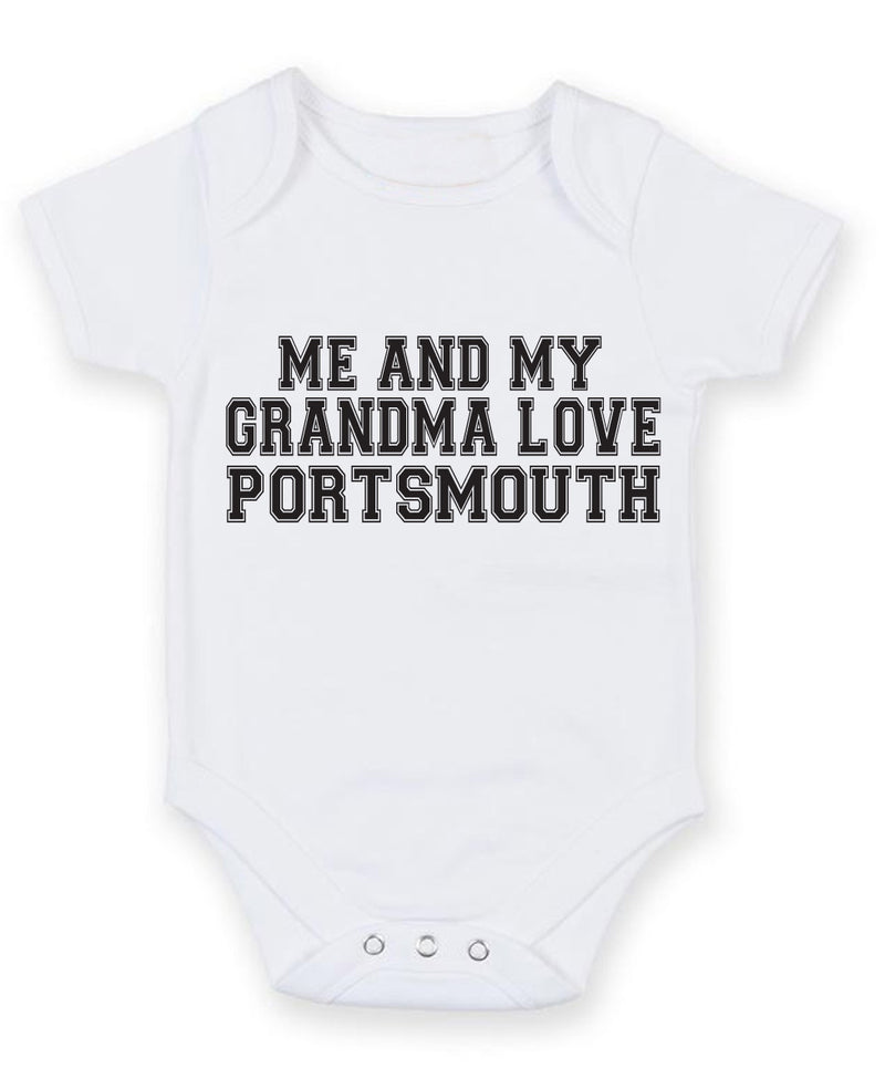 Me And My Grandma Love Portsmouth TEXT STYLE Baby Grow Bodysuit