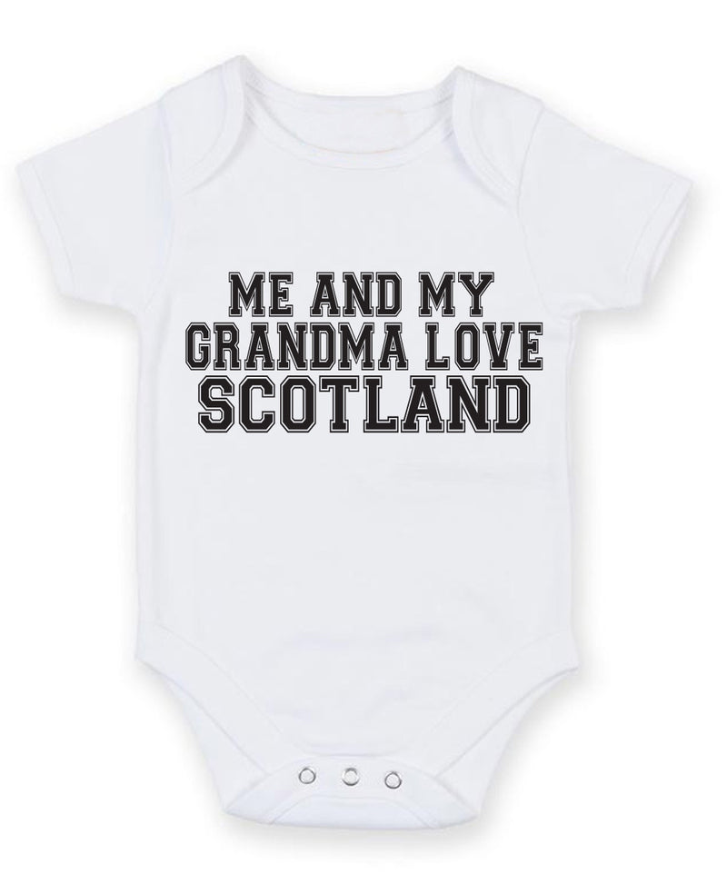 Me And My Grandma Love Scotland TEXT STYLE Baby Grow Bodysuit