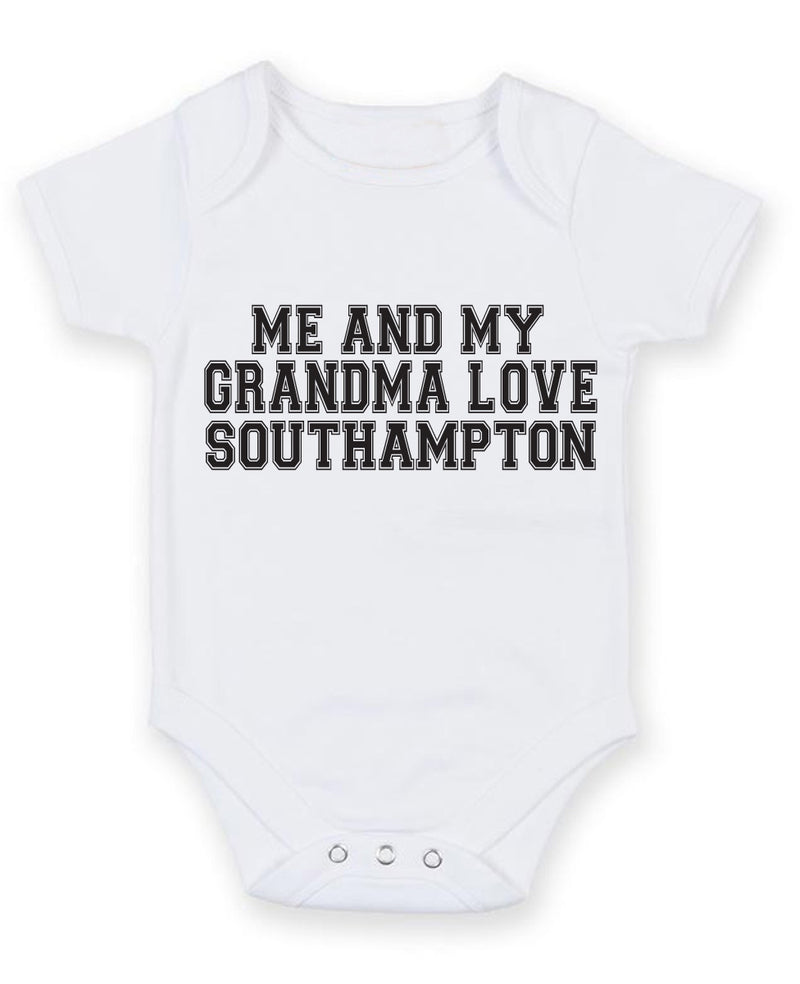 Me And My Grandma Love Southampton TEXT STYLE Baby Grow Bodysuit