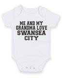 Me And My Grandma Love Swansea City TEXT STYLE Baby Grow Bodysuit