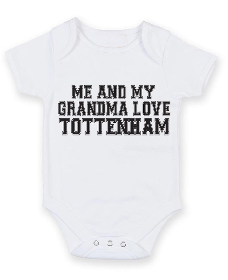 Me And My Grandma Love Tottenham TEXT STYLE Baby Grow Bodysuit